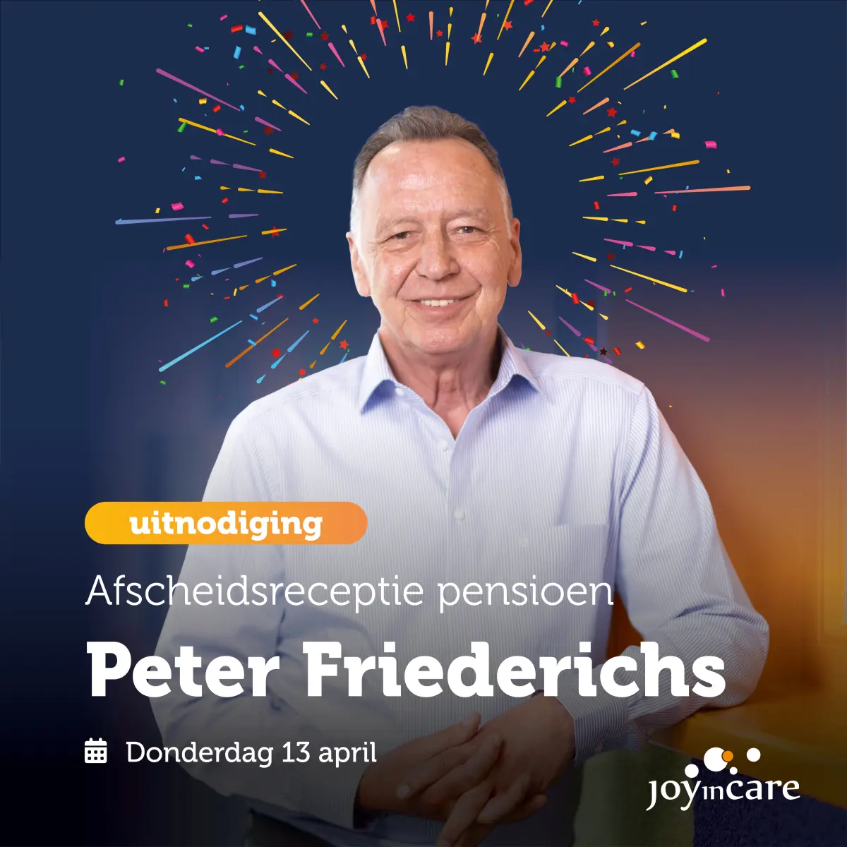 Jic social media uitnodiging afscheidsreceptie peter